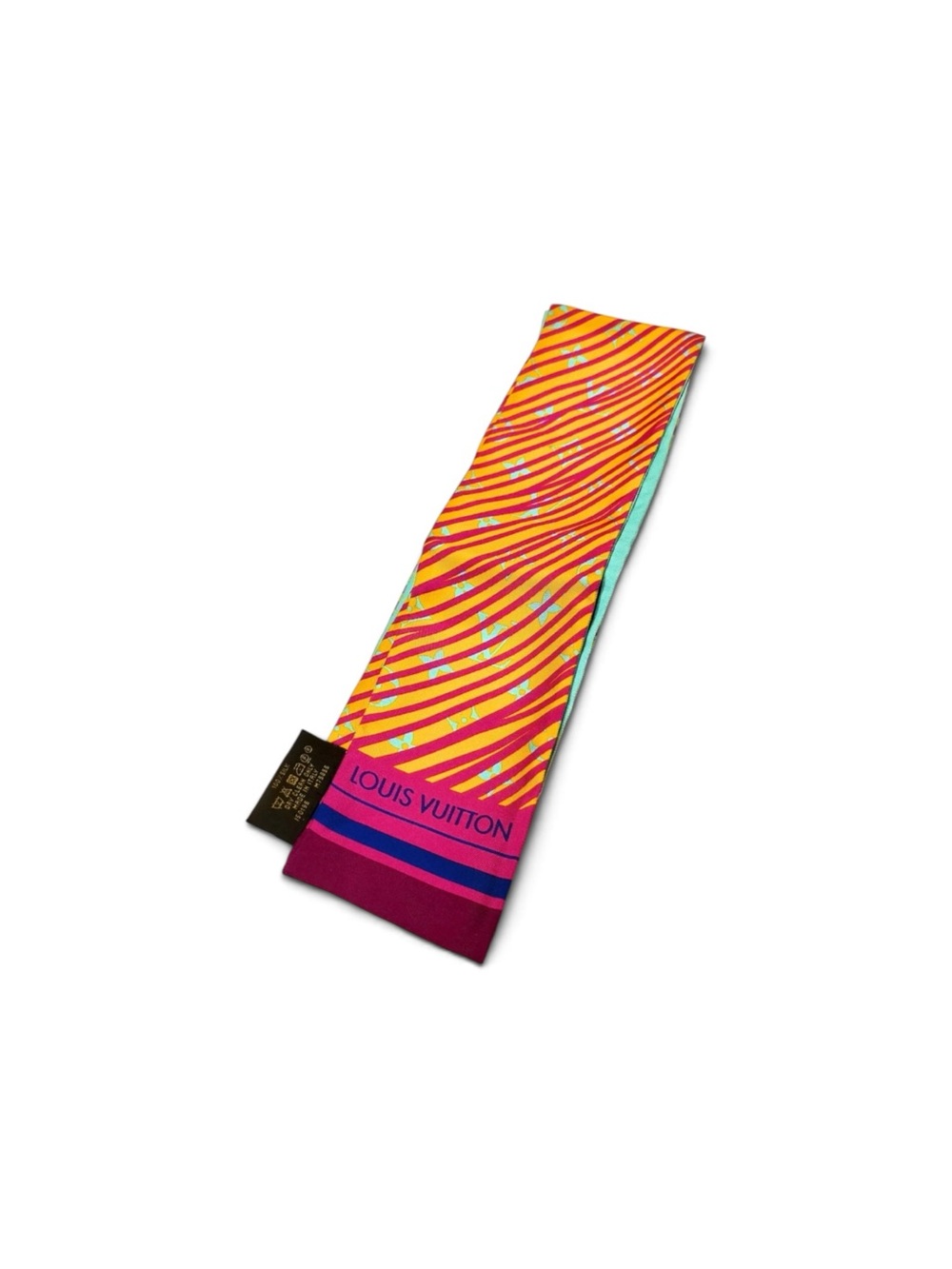 Louis Vuitton Silk Bandeau Scarf Pink Orange Yellow Striped